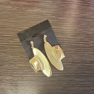 Golden Colored Western Hat Earrings